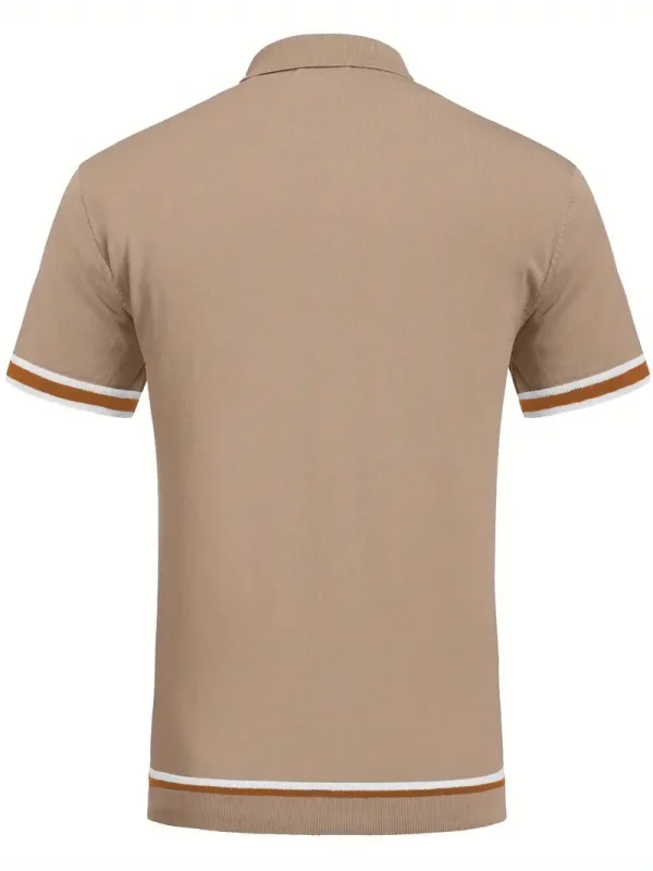 Vintage dark khaki polo t-shirt with soft collar and three-button placket.