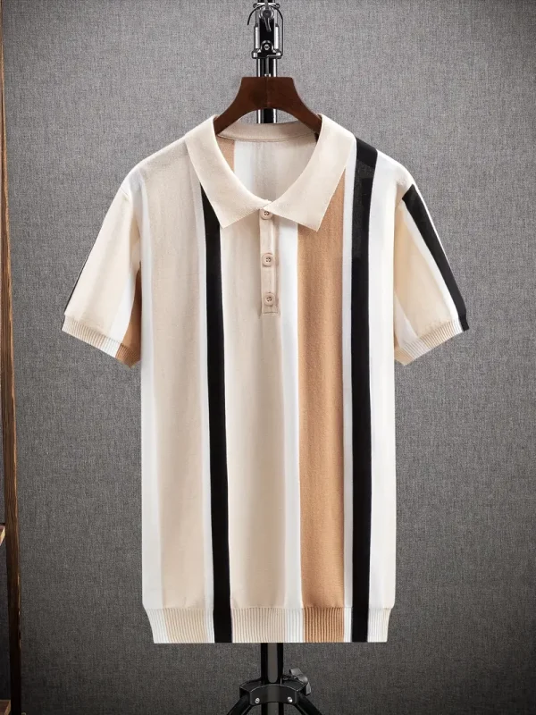 Striped Henley Neck T-Shirt for Men | Casual & Trendy