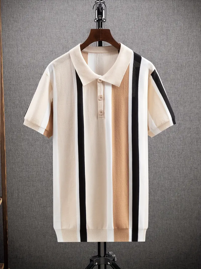 Striped Henley Neck T-Shirt for Men | Casual & Trendy