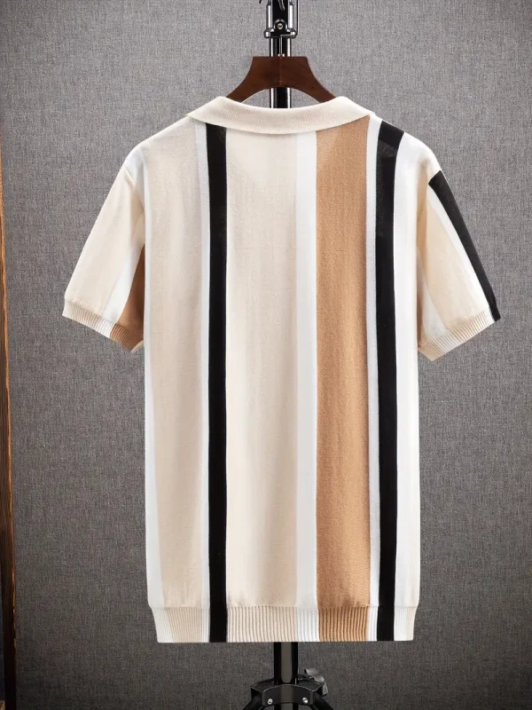 Striped Henley Neck T-Shirt for Men | Casual & Trendy