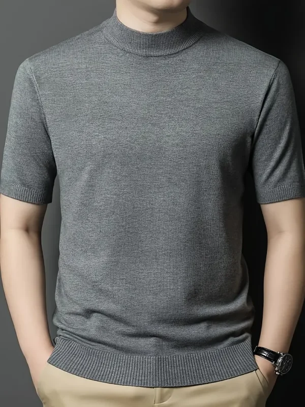 Grey half turtleneck t-shirt for men with a slim modern fit.
